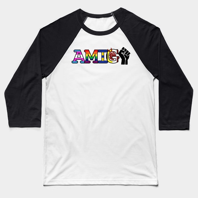 Amiga + Amigo Baseball T-Shirt by BeastieToyz